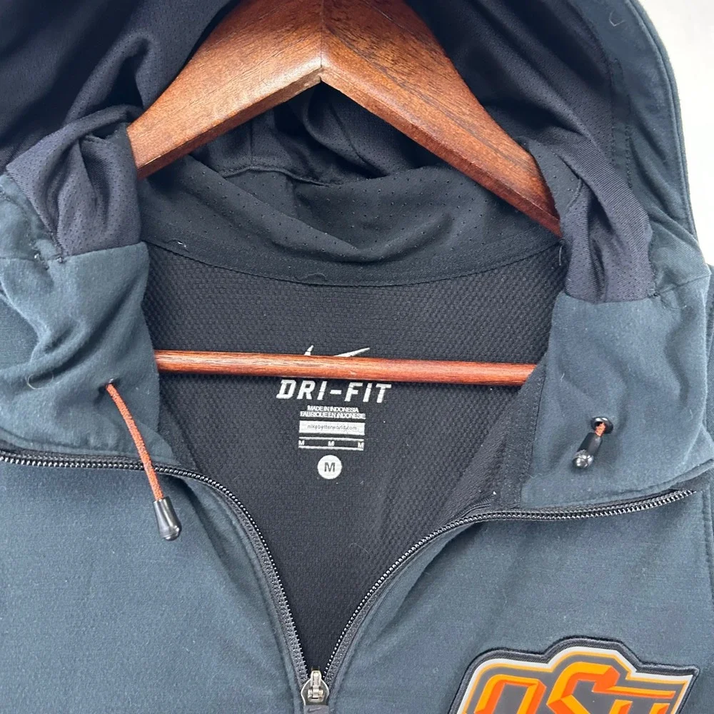 Nike Oklahoma State Cowboys Full Zip Hoodie Mens Medium Black OSU Elite Dri-FIT